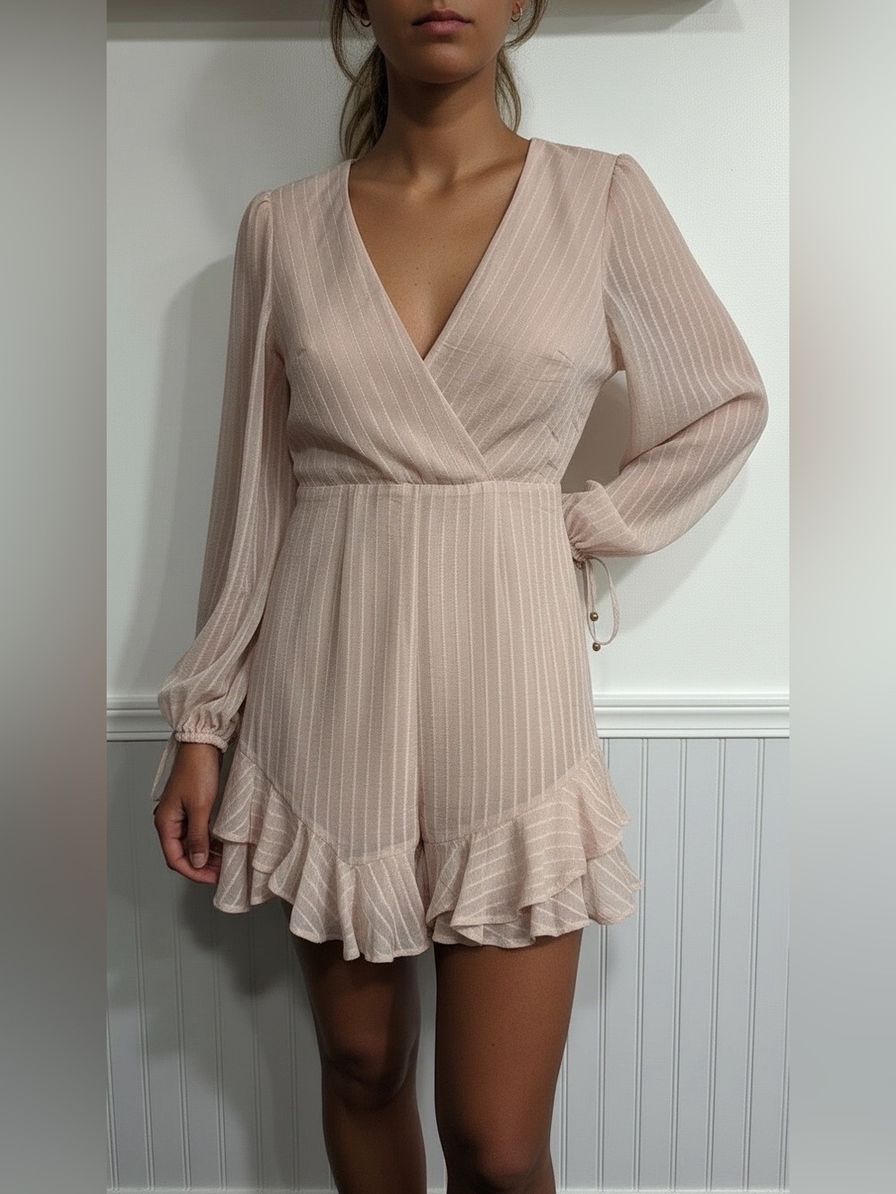 NWT Saints & Secrets Medium Peachy Pink Striped Mini Dress‎